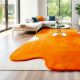 Handcrafted Solid Orange Abstract Modern Living Rug
